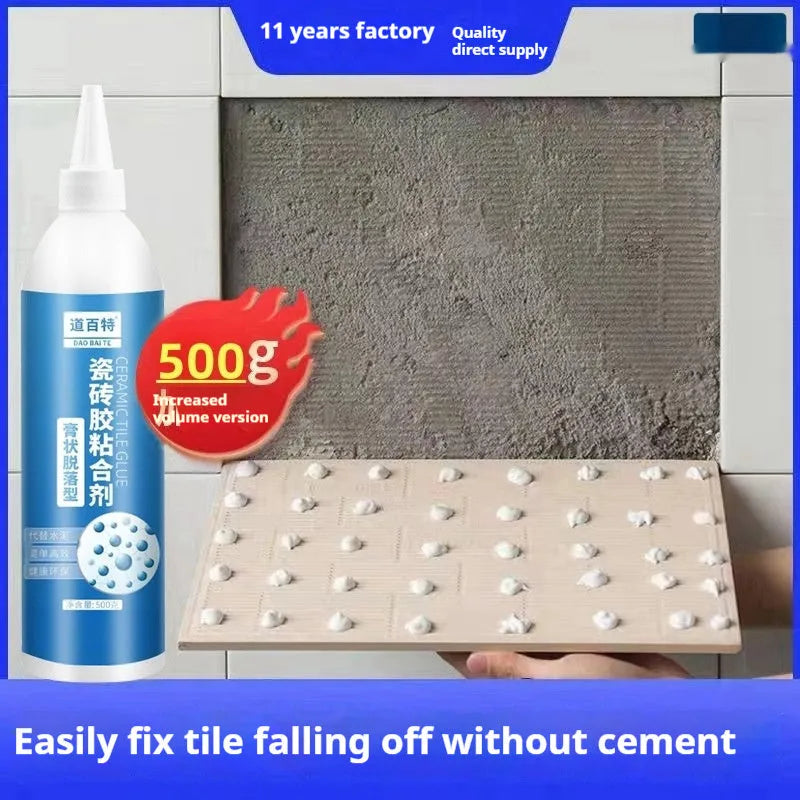 Tile shedding repair injection adhesive in emulsion body with capacities of 80g-500g for cold curing tile bonding