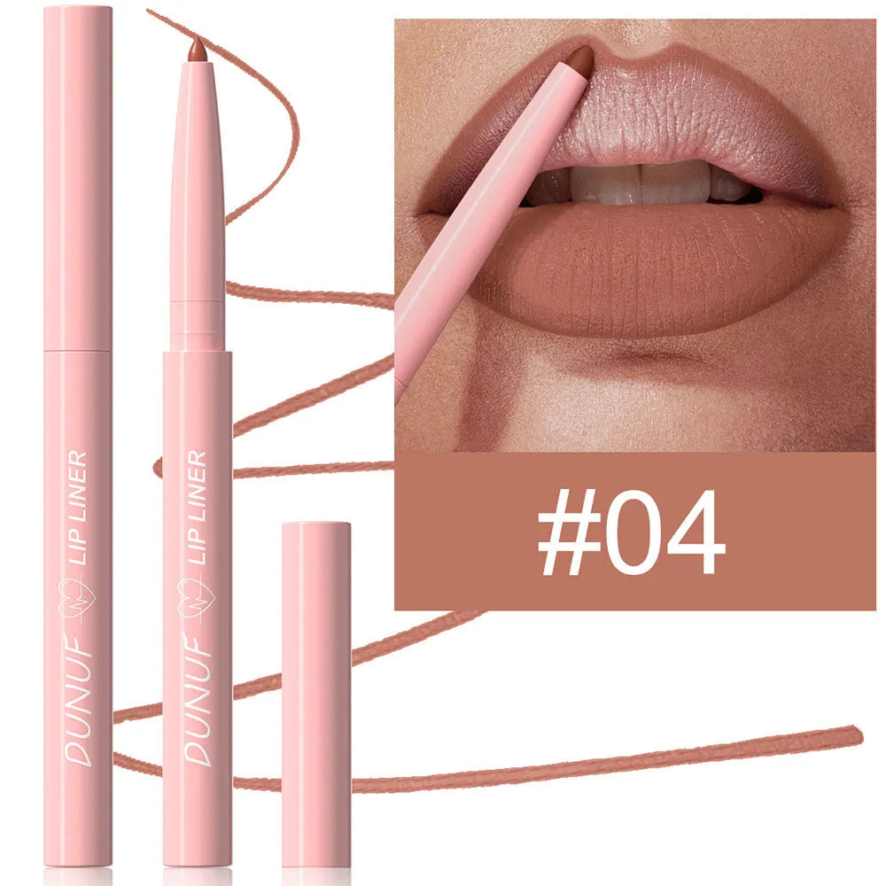 Set of twelve velvet matte lip liner pencils in different colours numbered 01 to 12