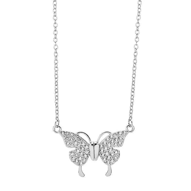 Titanium steel clavicle necklace with magnetic butterfly clasp in gold or silver finish
