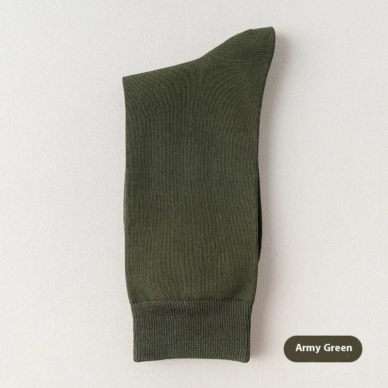 Mid-calf men's business socks in combed cotton available in twelve solid colours