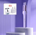 White and pink automatic hair curler with 32mm ceramic barrel and auto-clamp feature on a table.