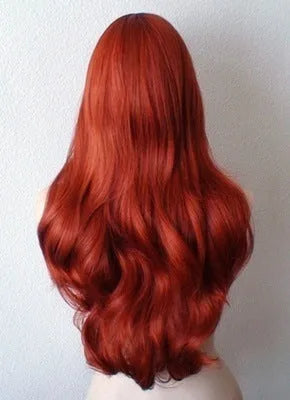 Copper Red long curly wig, about 26 inches, high temperature fibre, for cosplay and fancy dress