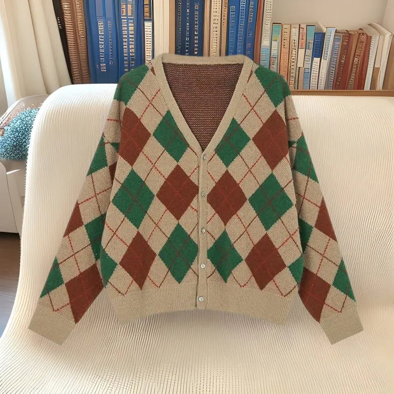 Casual acrylic knitted cardigan in macaron colours with regular sleeves