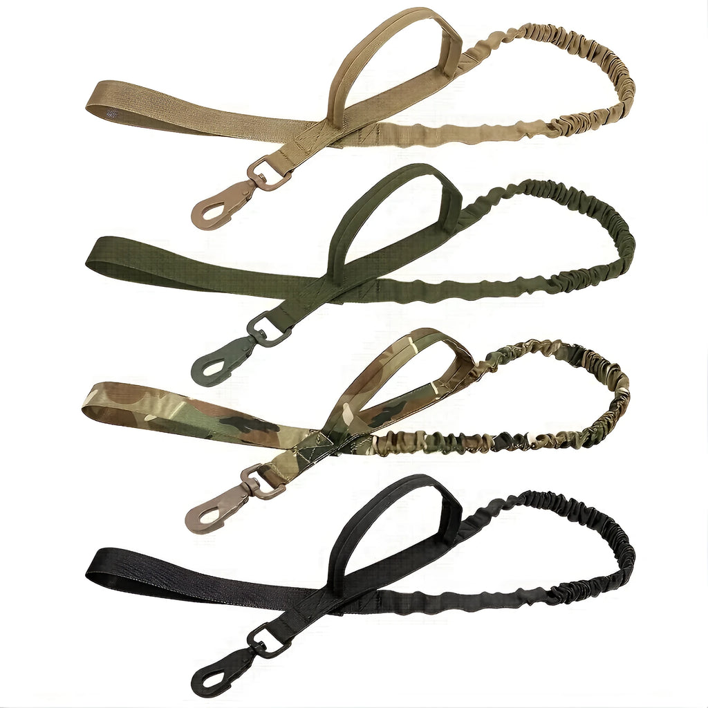 Retractable dog lead for large breeds extended to 5 metres, showing the handle, casing, and reflective stitching.