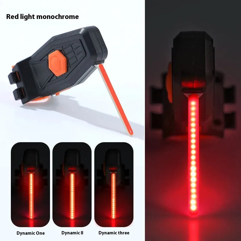 USB rechargeable bicycle taillight with flowing red light mode and creative shape
