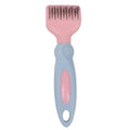 Pink and purple dog comb with stainless steel knot knife and massage brush for pet grooming