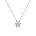 Silver-colour women's butterfly pendant necklace on a cross chain, showing adjustable length between 41cm and 50cm.