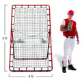 Red 4x6 FT adjustable baseball training net with metal frame for sports practice