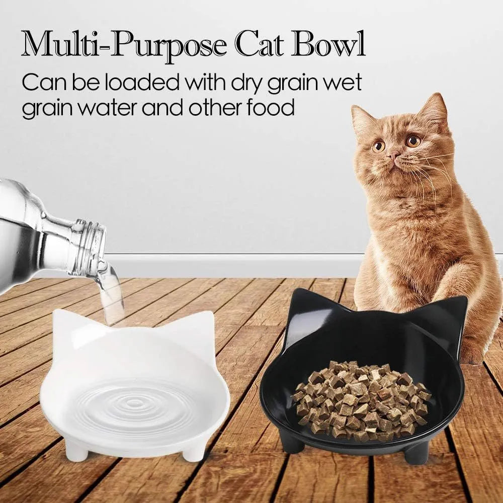 Shallow melamine cat bowl in white with a non-slip rubber base.