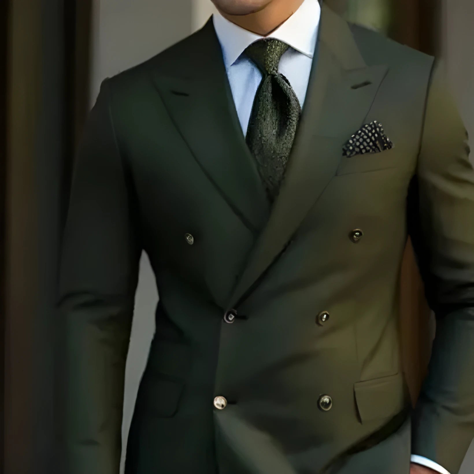 Men's light business style two-piece suit in regular thickness with chemical fibre cotton blend fabric