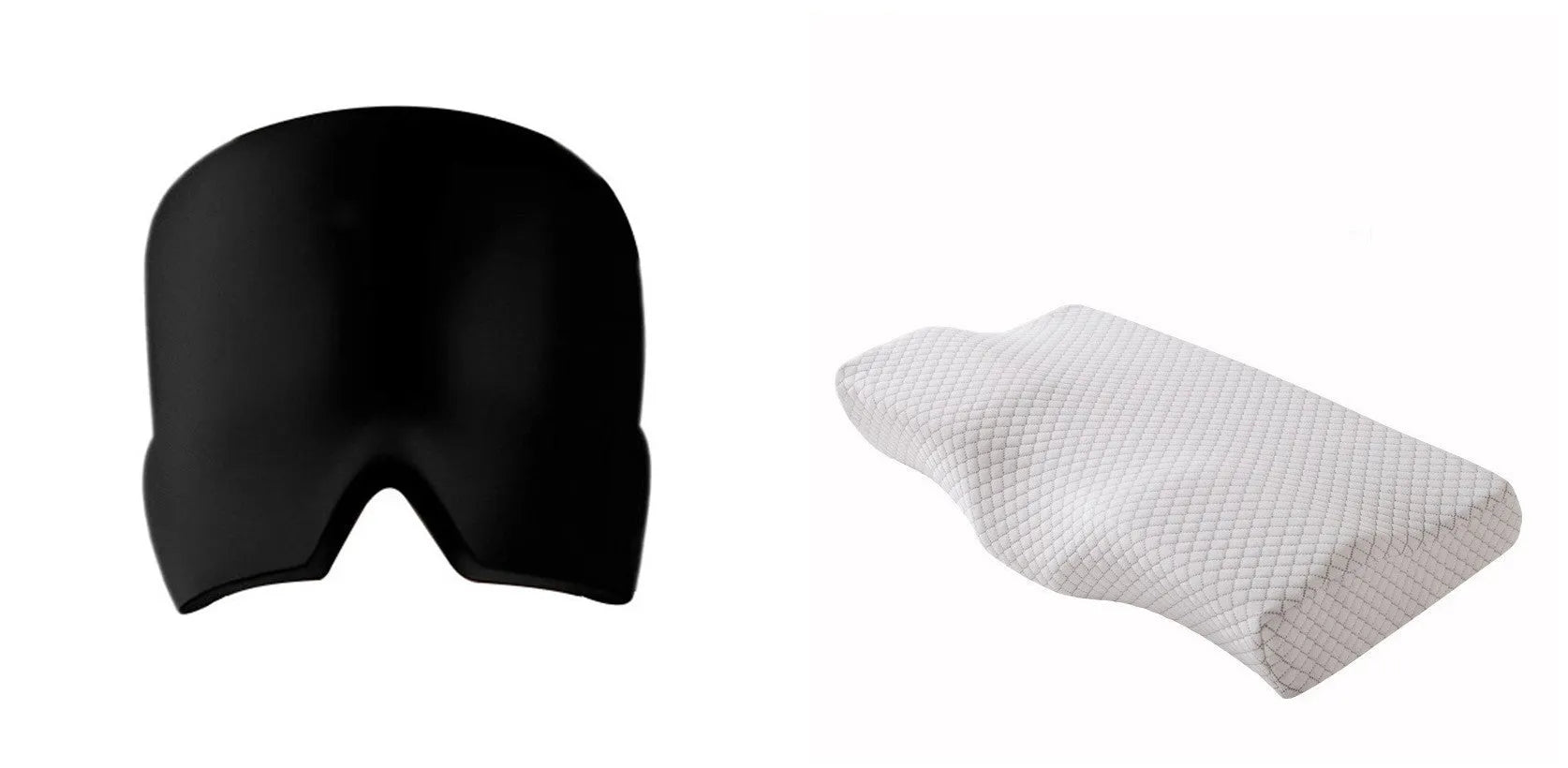 Black elastic cloth cooling gel eye mask for headache relief showing adjustable fit
