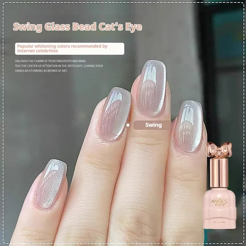 Bottle of micro glass bead cat's eye gel nail polish showing textured finish