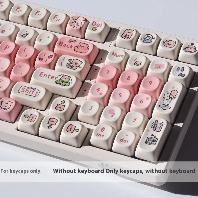 Pink PBT key cap with detailed fragrant pig design on top and sides for mechanical keyboards.
