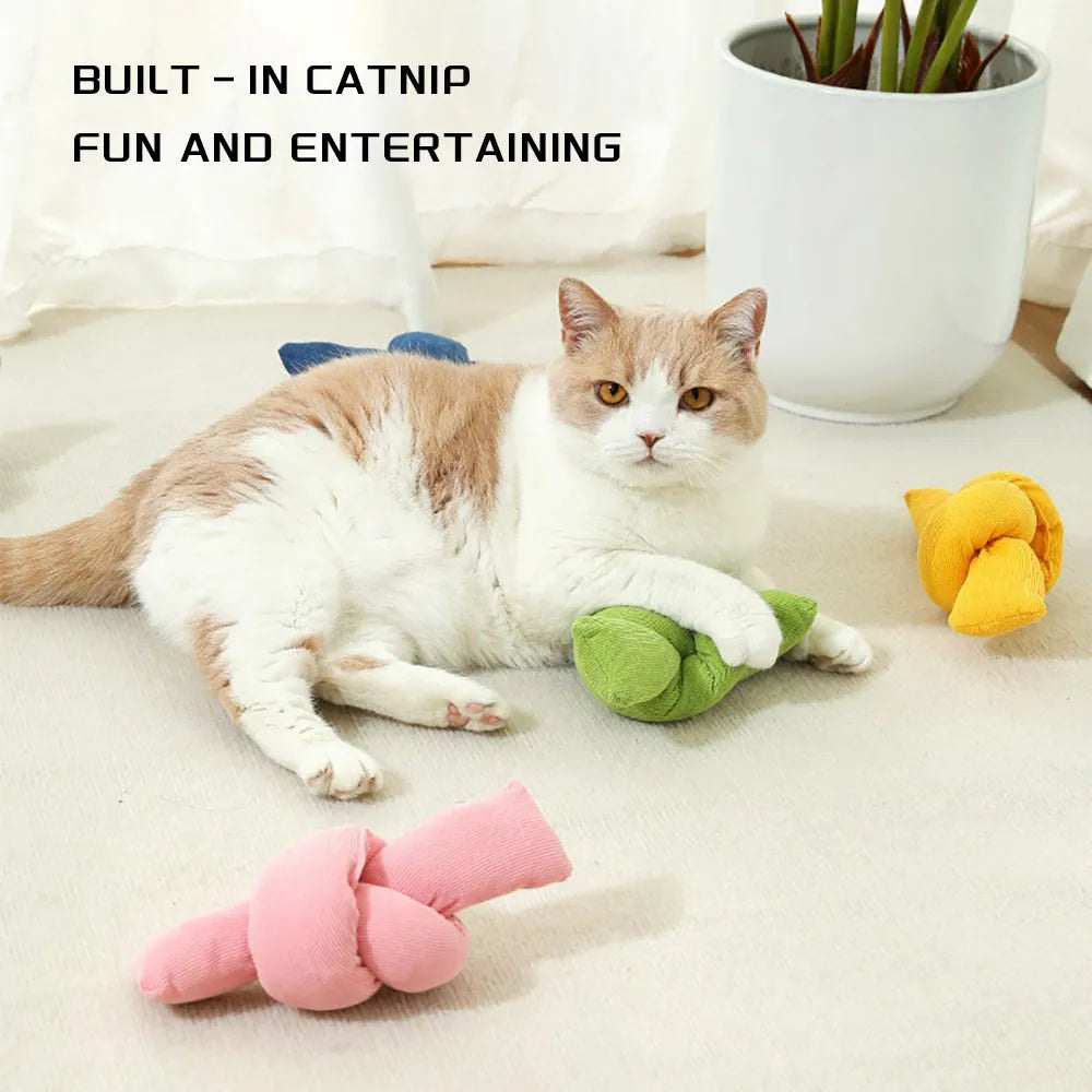 White cotton dog rope toy with multiple knots for tug games and dental flossing