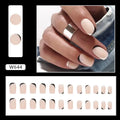W644 black and white frosted French manicure artificial nail set
