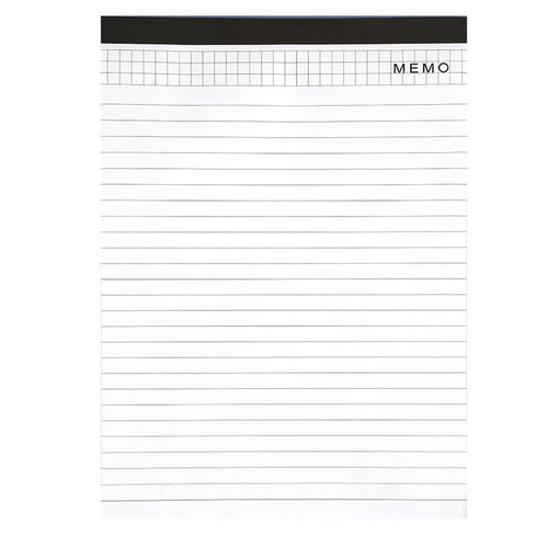 A4 wire-o bound tear-off notepad open on a table, showing ivory white grid pages.