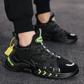 Men's high top sneakers in white with PU and mesh upper, hollow-out details, and thick sole