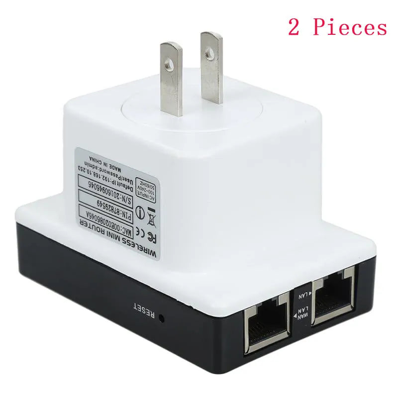 300M WiFi repeater with dual network ports and compact design