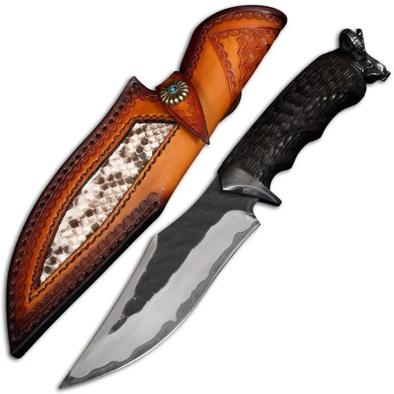 Black Goat high hardness three-in-one steel straight knife 200mm blade for outdoor survival camping hunting