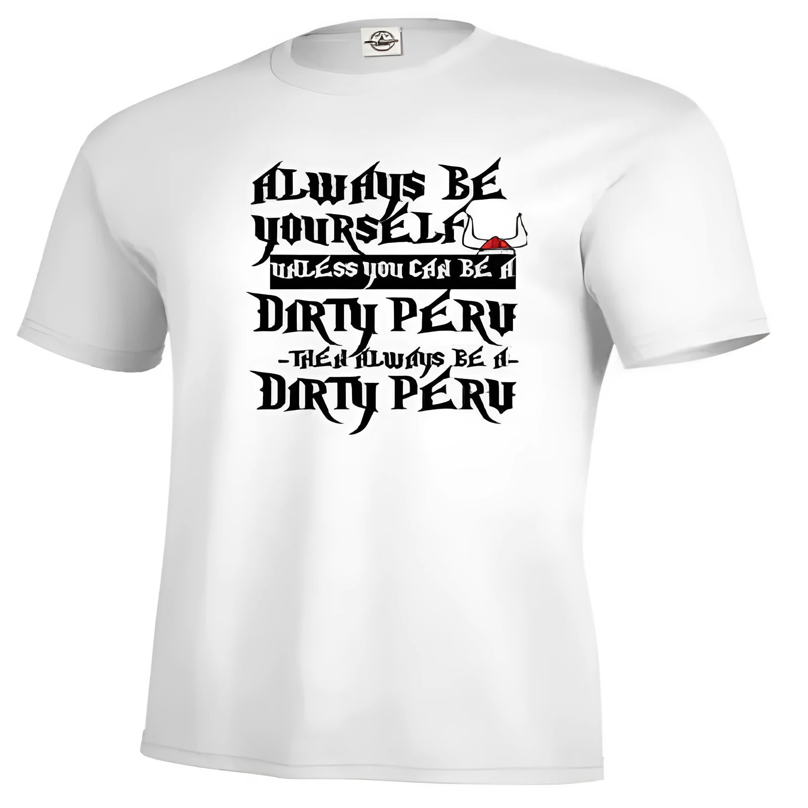 Men's solid white short-sleeve printed T-shirt with a straight casual fit