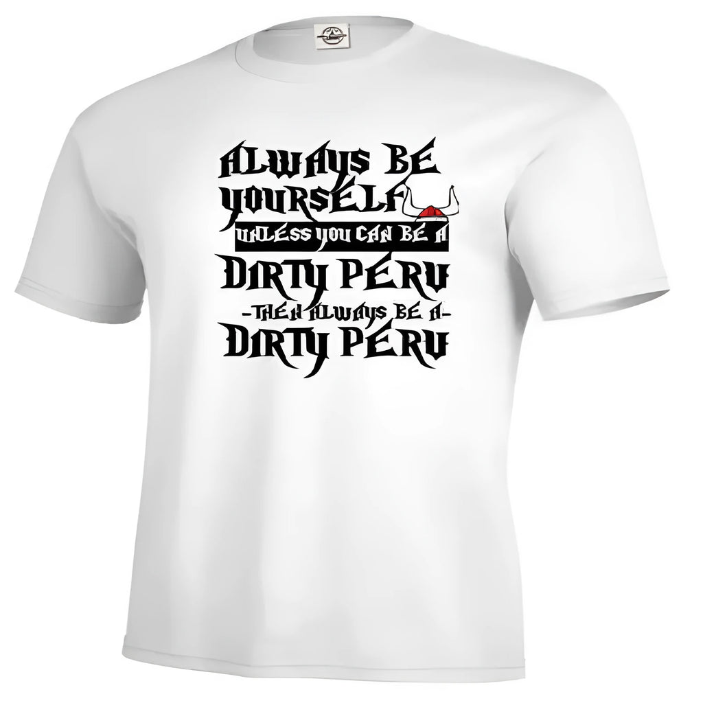 Men's white short sleeve t-shirt with a casual printed design on the chest.