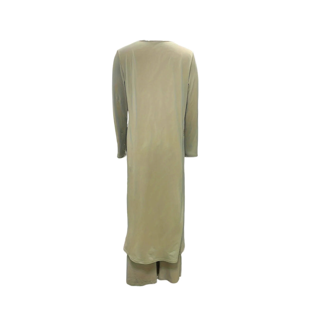 Women's casual two-piece lounge set showing long sleeve top and trousers in loose fit