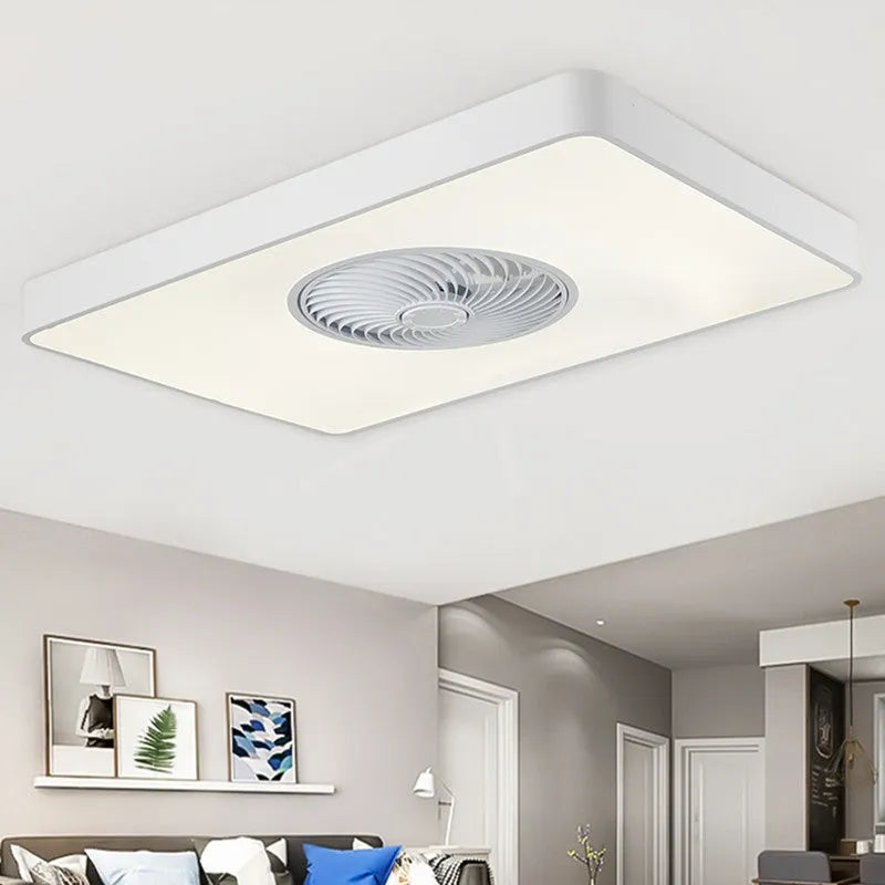 Nordic ceiling fan lamp with light and solid wood base in rectangular, round, and square designs