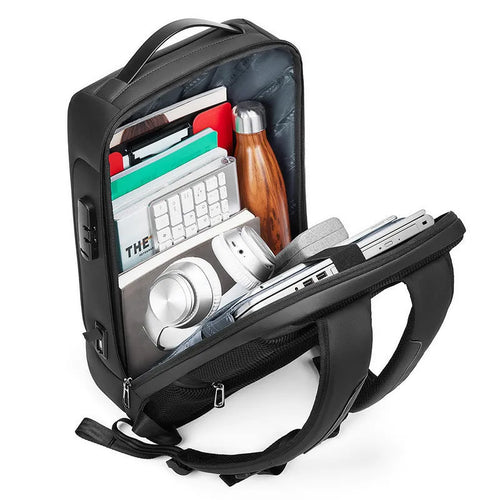 Men's large capacity business travel backpack in Oxford cloth solid colour with air pillow belt