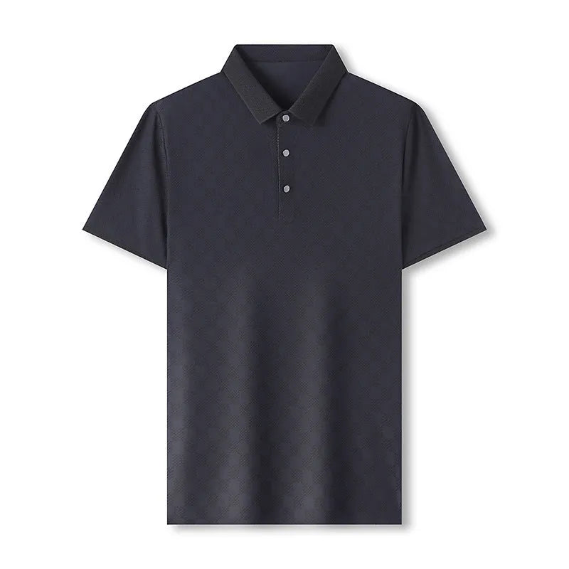 Rhombus brand thin ice silk short sleeve T-shirt with a split hem, shown in black.