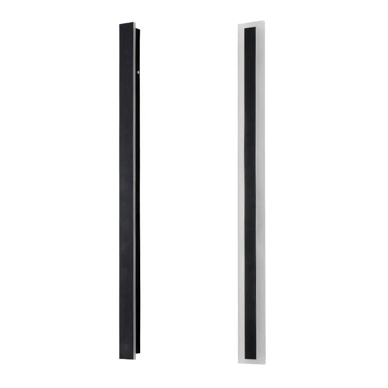 Long straight outdoor LED wall lamp with wrought iron shell for waterproof garden lighting.