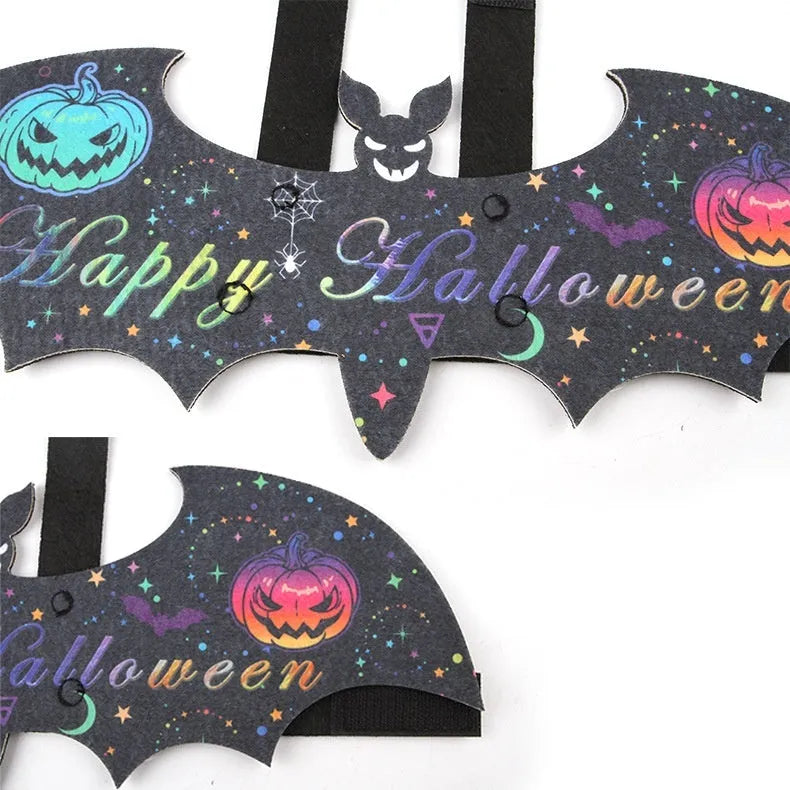 Halloween batwing cat costume in felt material with optional jingle bells