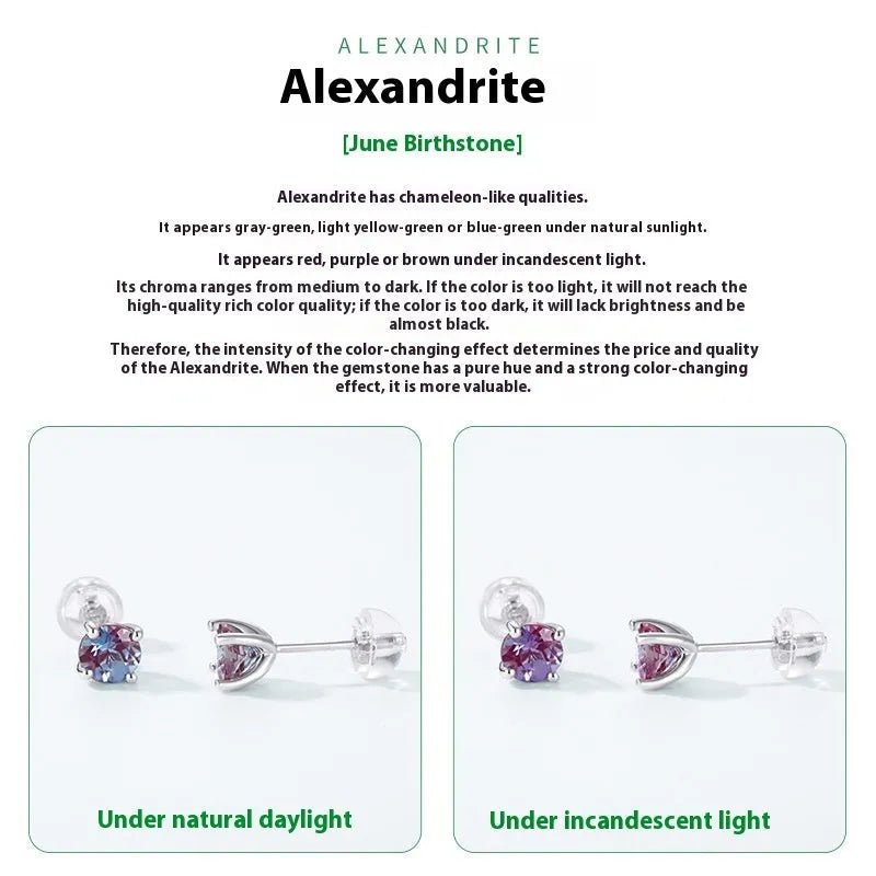 A pair of women's geometric ear studs with a round cultivated Alexander stone set in 925 silver.