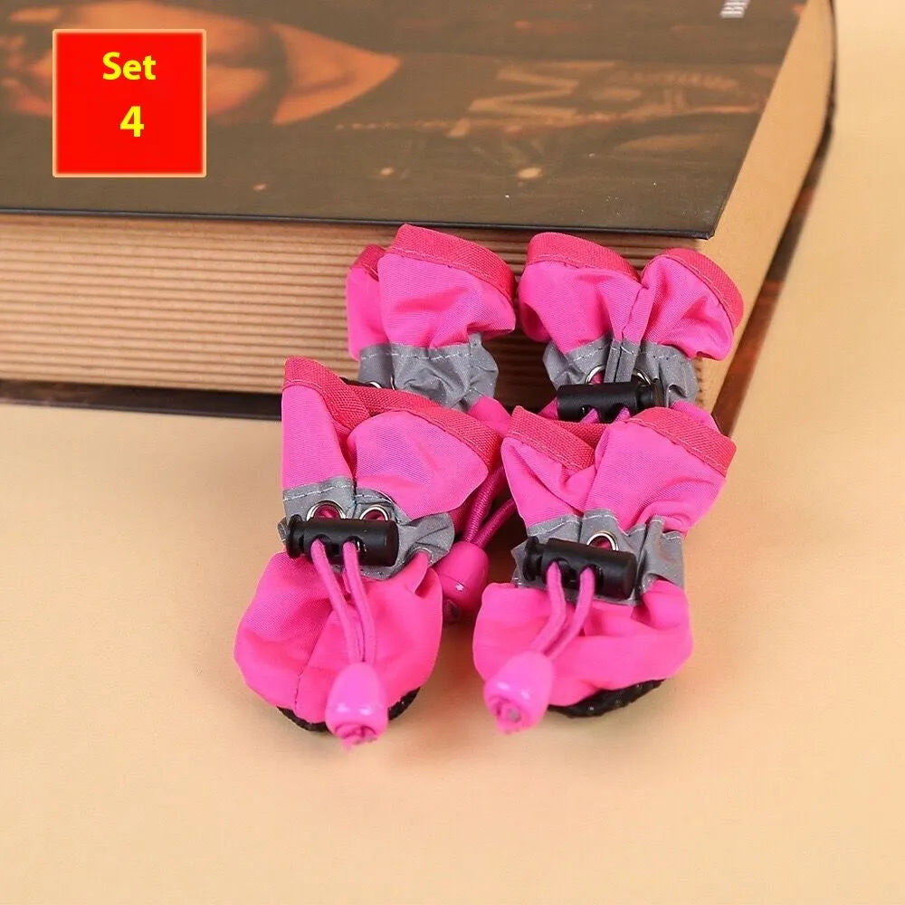 Cloth dog shoes with soft soles in multiple colours including fleece-lined options for canine paw protection