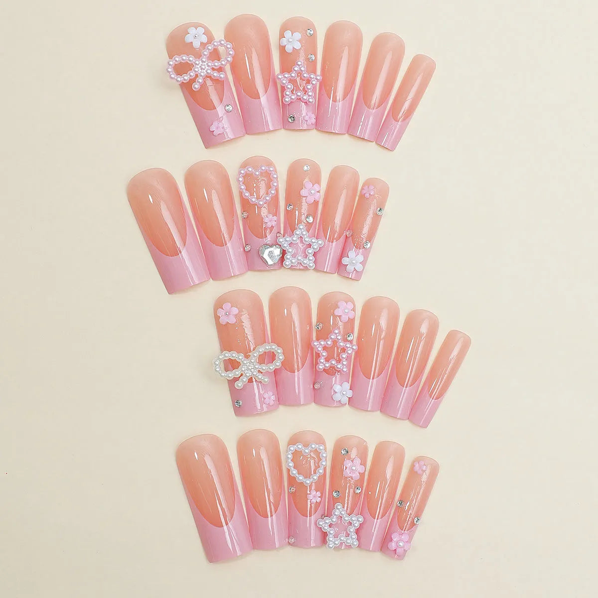 French spot drill bow nail set with super long water pipe design in colour XB-70-48