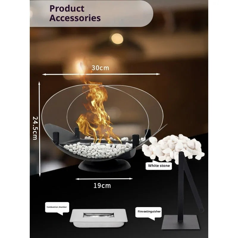 Black coarse sand iron alcohol lamp fireplace 32x19x24.5cm for indoor living room decoration with real flame