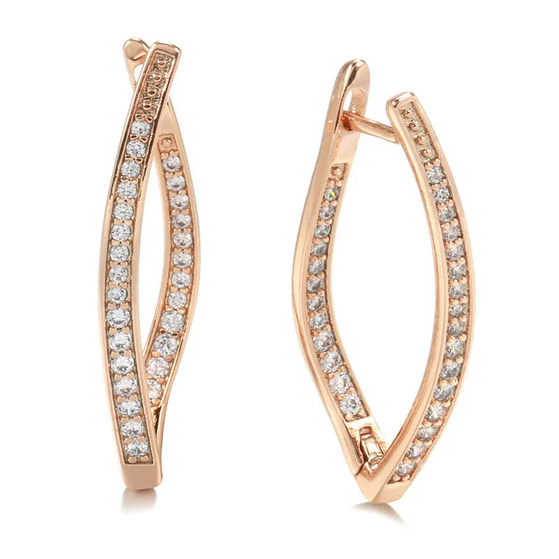 Geometric zircon eardrops earrings with H0493 colour on copper metal, ins-style dangle design