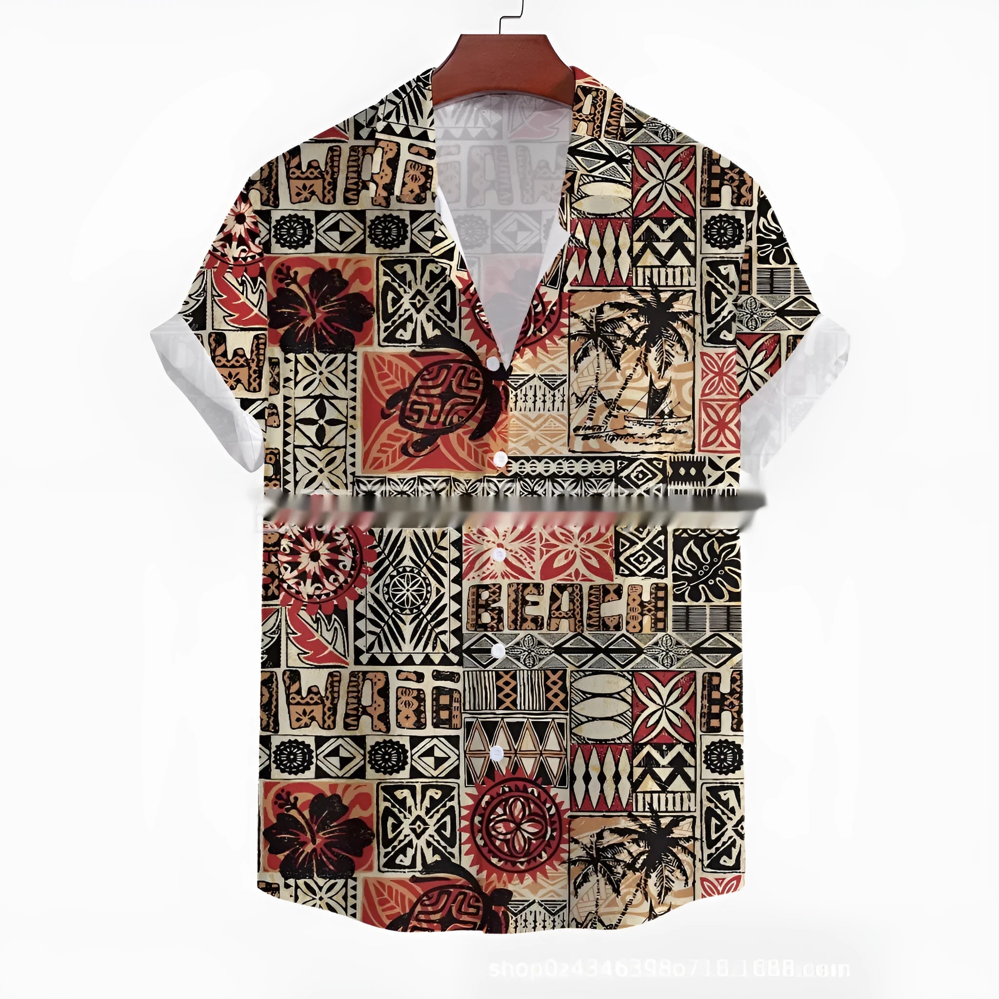 Men's casual short-sleeved printed shirt with floral pattern in loose cardigan style