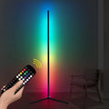 Black aluminium smart floor lamp with RGB lighting and remote control