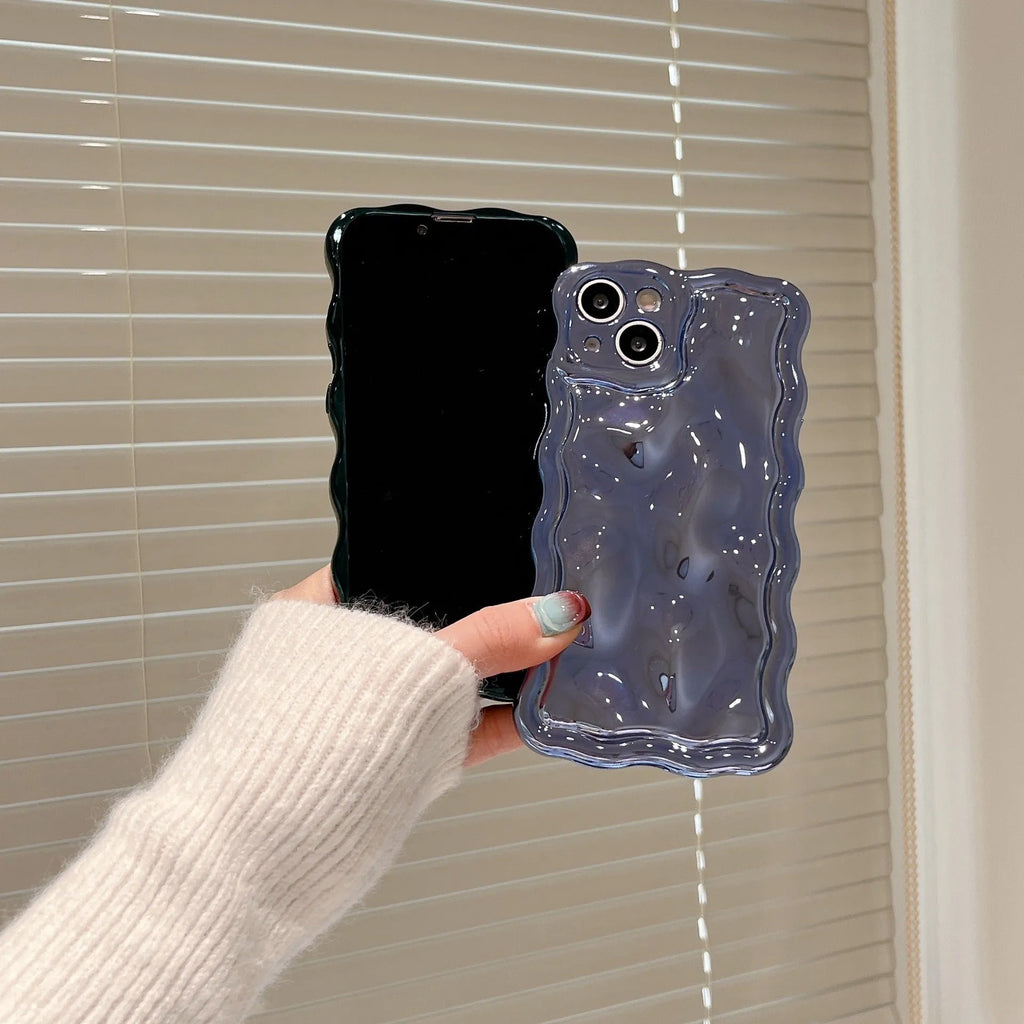 Solid colour electroplated water ripple TPU phone case for iPhone, silver gray, all-inclusive design
