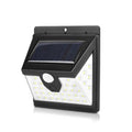 Household minimalist outdoor solar wall lamp with motion sensor and 40 LED patches on white background