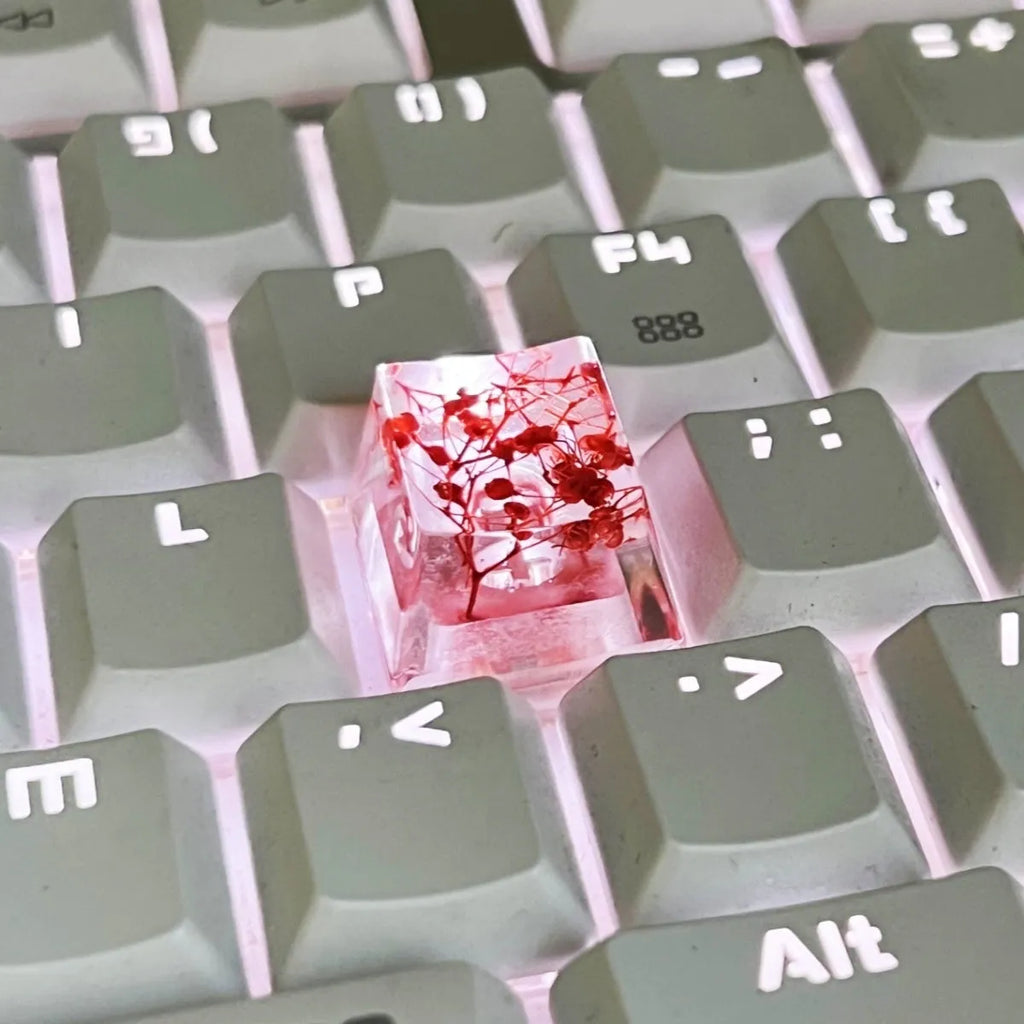 High transparency resin mechanical keyboard keycap with starry sky design in green colour