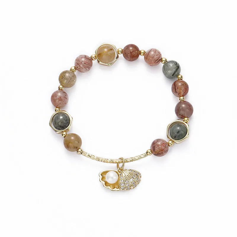 Natural colourful hair crystal bracelet for women, cartoon animal style, electroplated finish