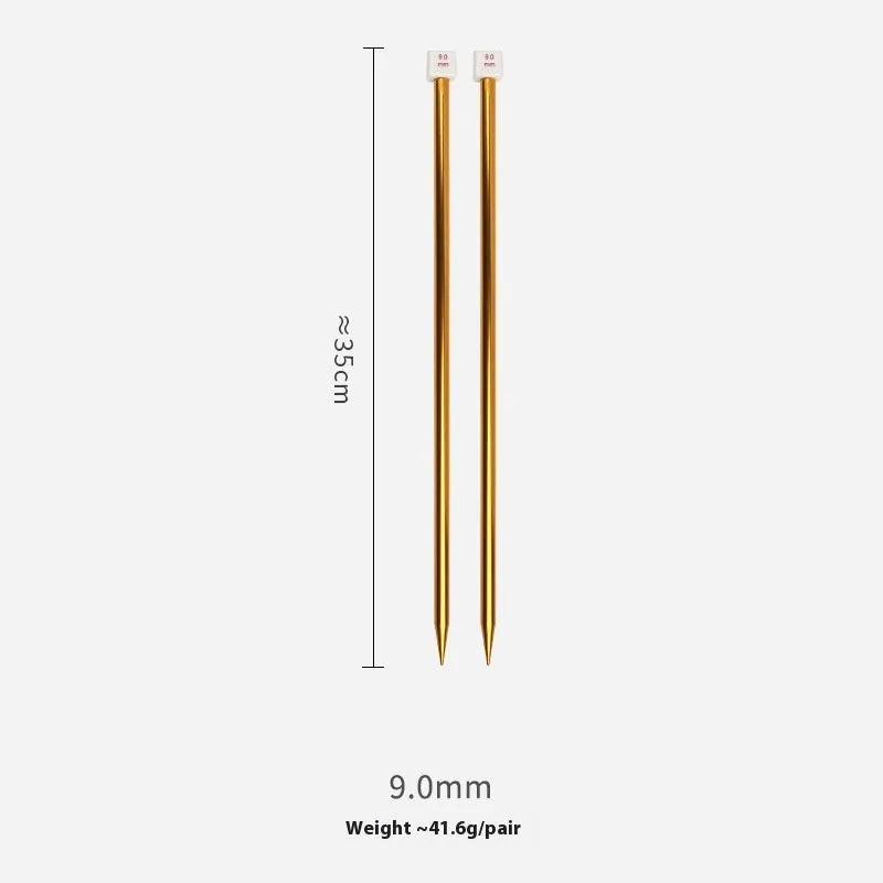 Lengthened crochet hook set showing multiple sizes from 2.0mm to 10.0mm, each with a protective cap.