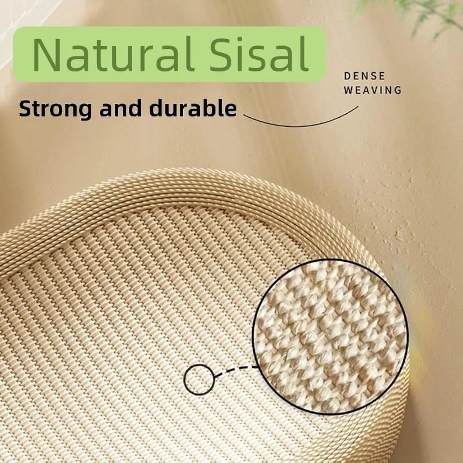 Large natural sisal cat scratching board with an adorable design and a lounging platform.