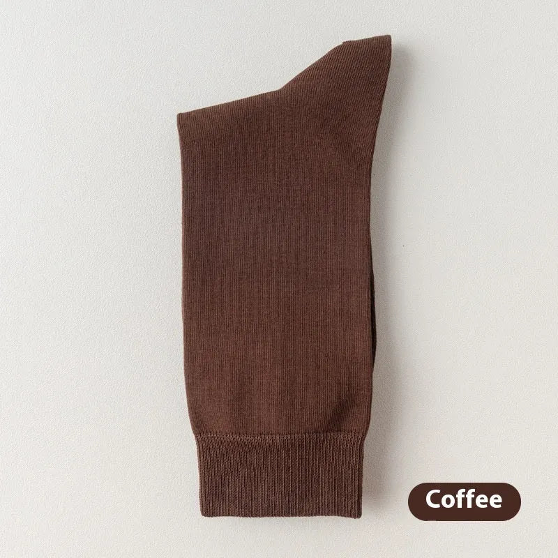 Mid-calf men's business socks in combed cotton available in twelve solid colours