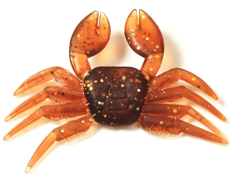 8cm PVC artificial crab fishing lure in brown and red colour options