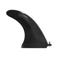 Black plastic SUP paddle with large removable fish fins for water propulsion.