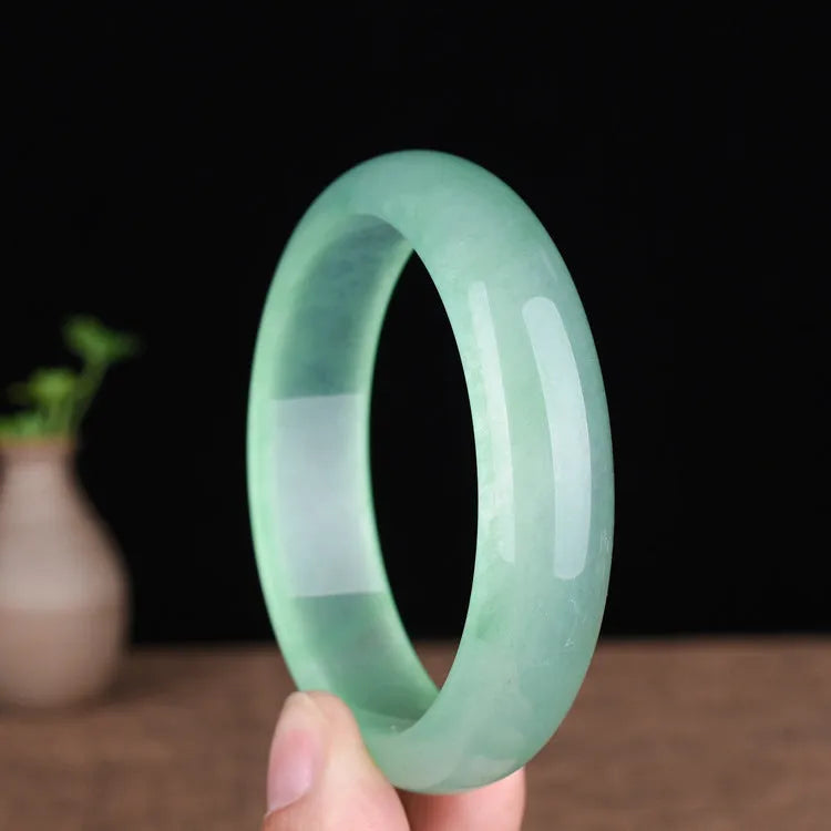 Oil cyan light green jade bracelet for women with modern design and adjustable sizing