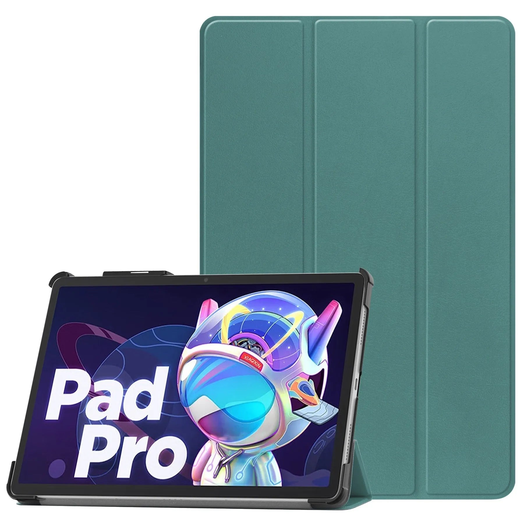 Lenovo Tab P12 protective case in apricot colour with a 3-fold stand open, showing the magnetic closure.