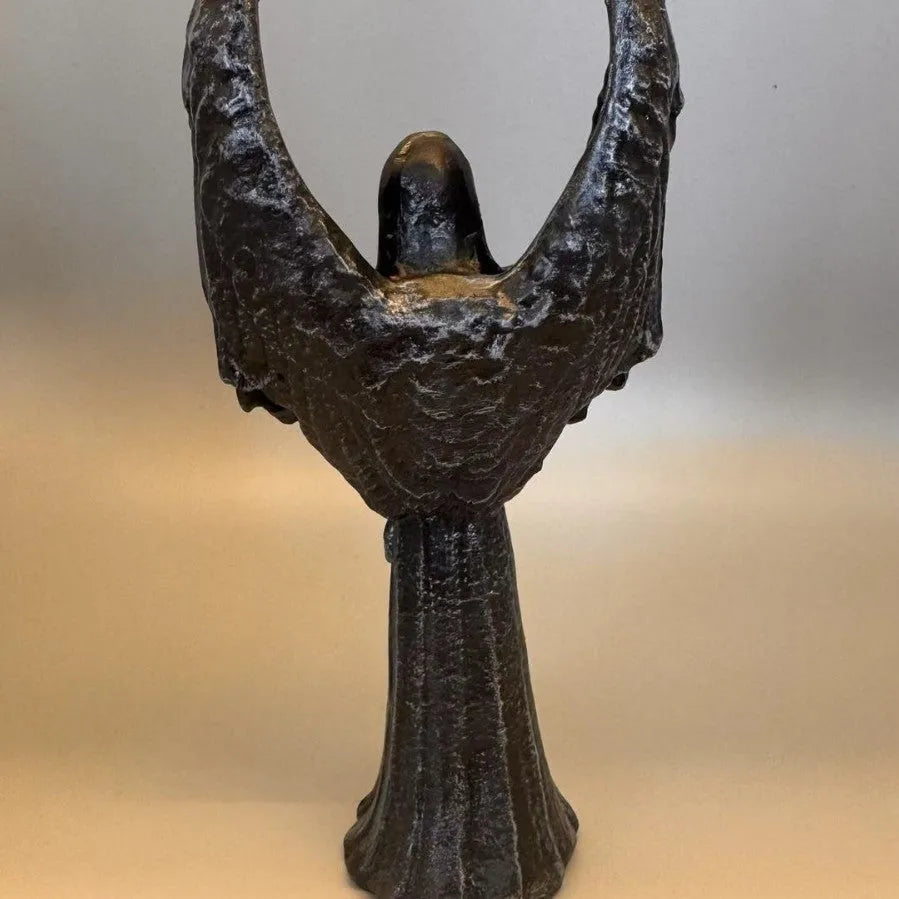 Dark angel resin statue ornament measuring 6.5cm wide by 5cm deep by 17cm tall
